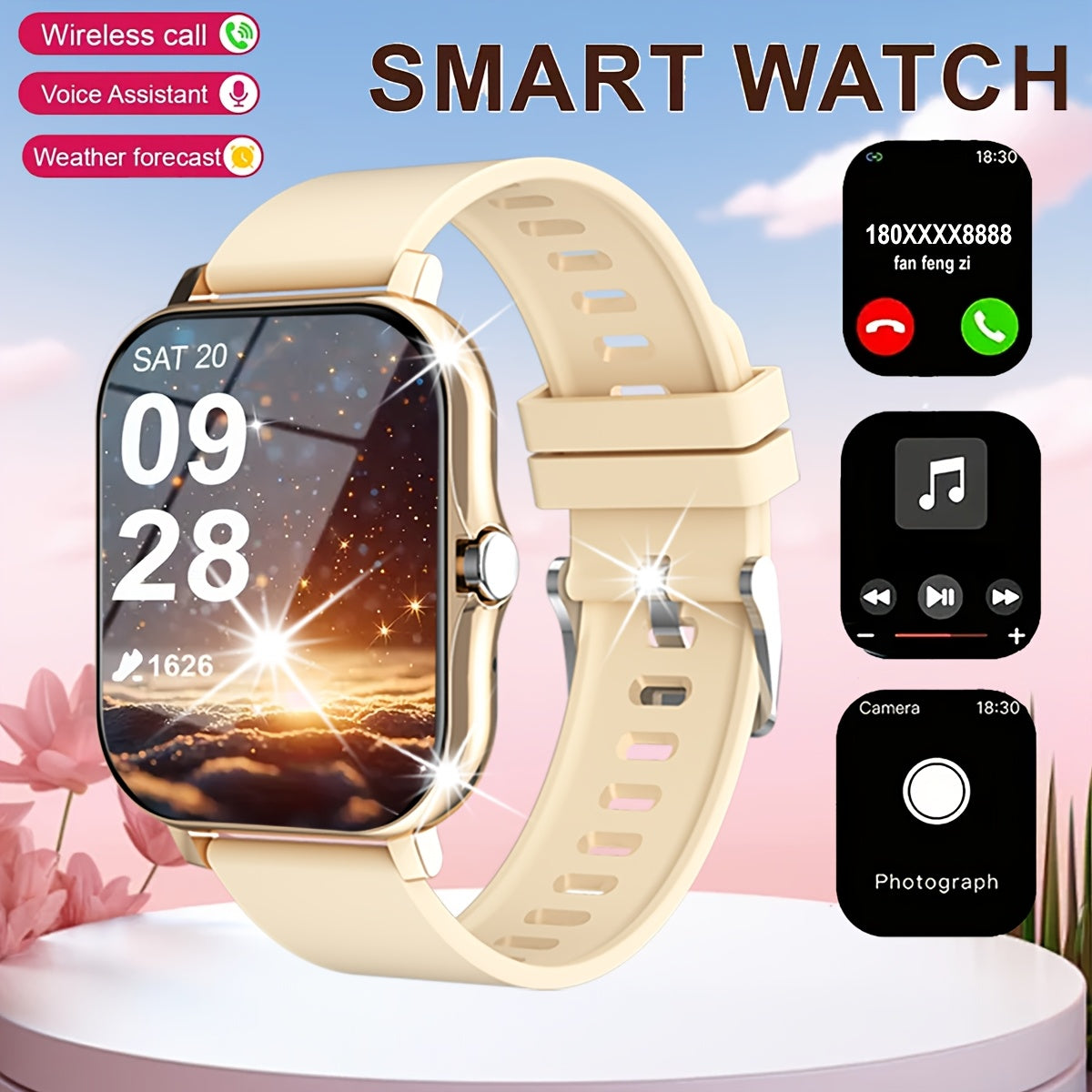 Full-Touch Screen Smartwatch for Men and Women with Fitness Tracking and Wireless Calls