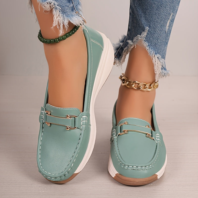 Women’s Solid Color Loafers Slip-On Flats Non-Slip Casual Shoes