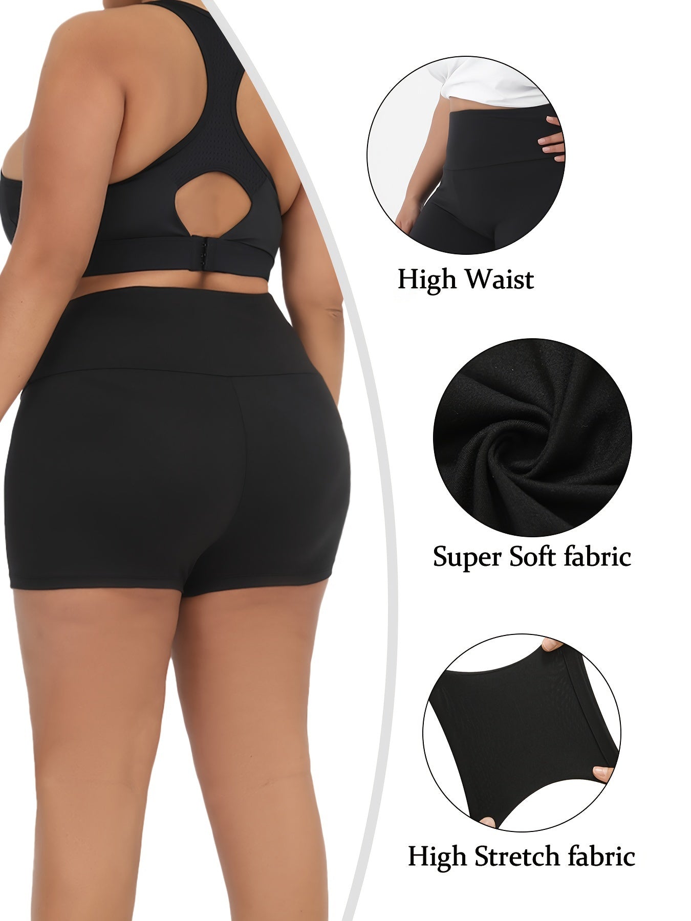 Plus Size Women High-Waisted Biker Shorts Super Soft Tummy Control Blue