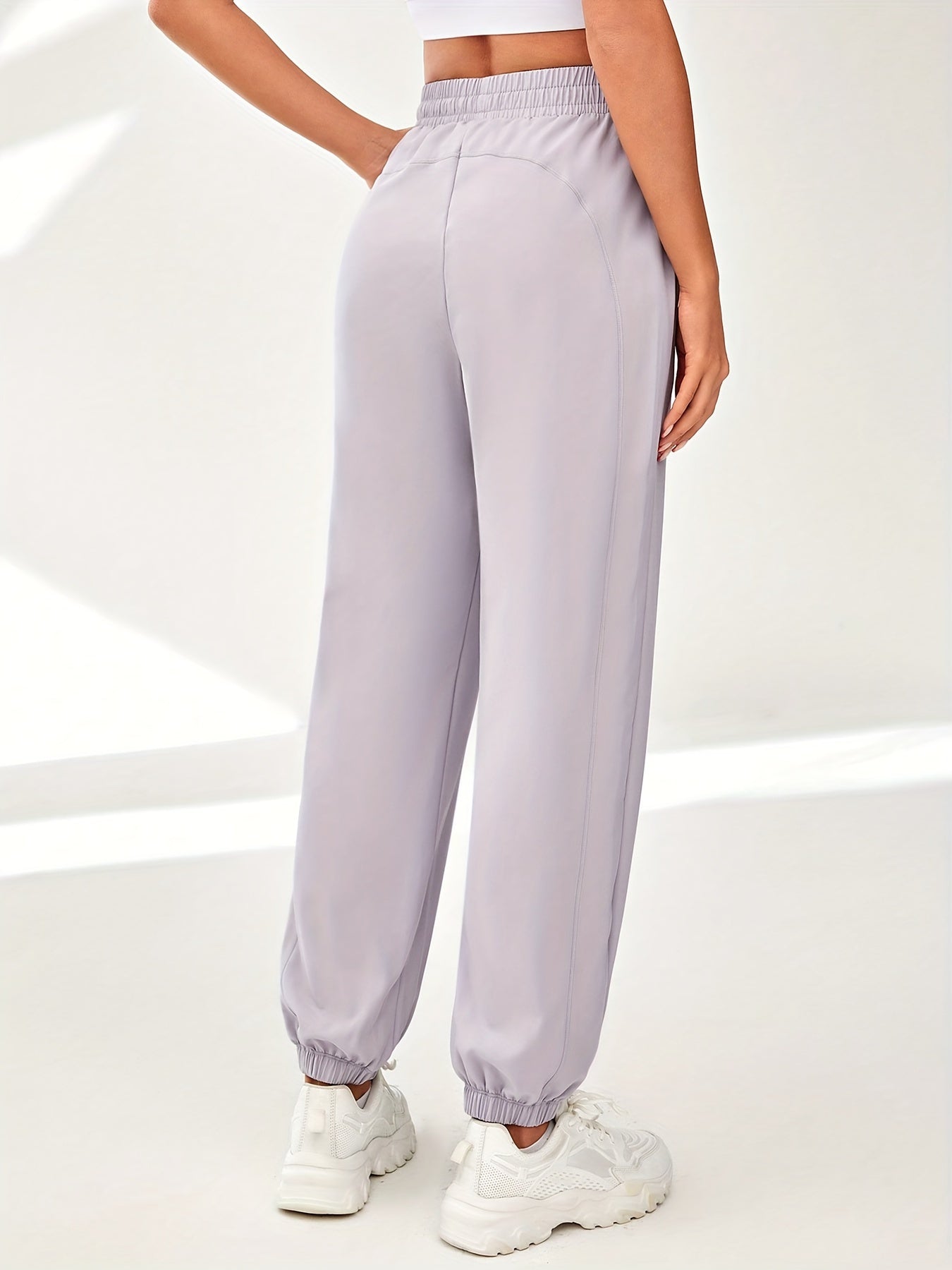 Women's Solid Color Quick-Drying Wide Leg Cropped Sweatpants with Drawstring Waist