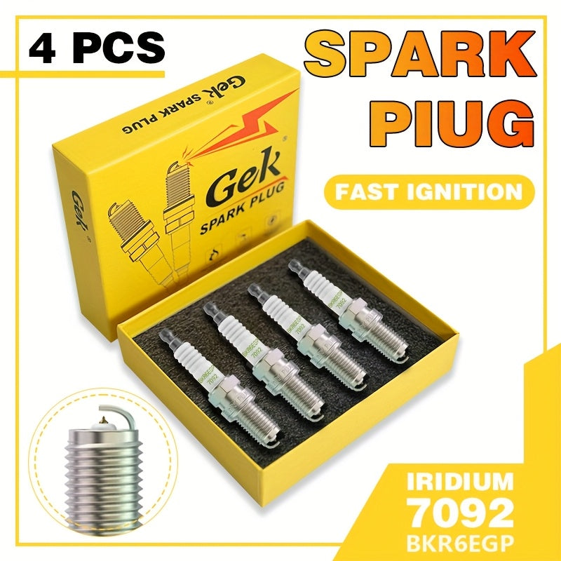 4PCS Iridium Spark Plugs Fast Ignition Ceramic Electrodes for Cars