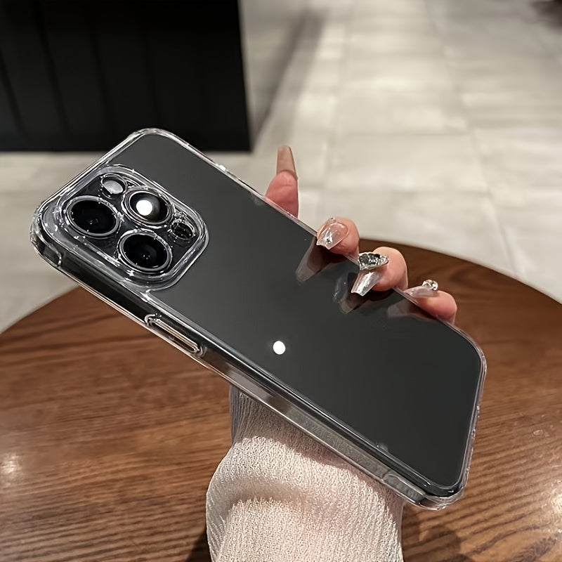 Transparent TPU Phone Case for iPhone 11 12 13 14 15 16 Pro Max with Lens Protection