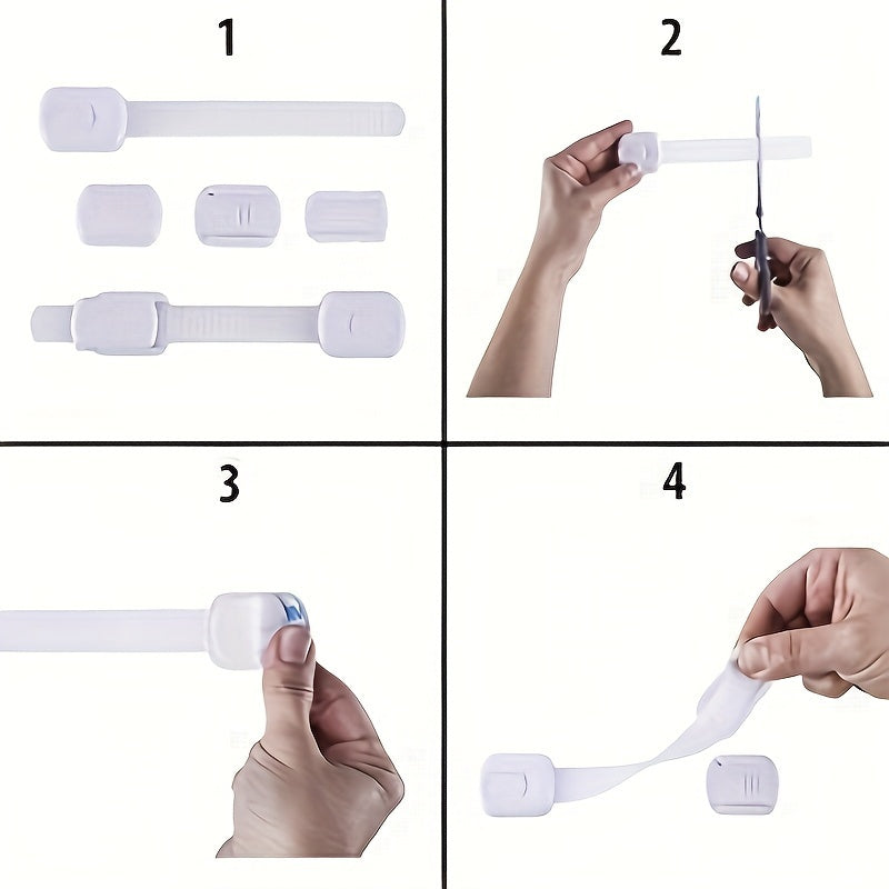 Cerraduras de seguridad a prueba de niños para armarios, cajones y electrodomésticos, blanco, paquete de 8