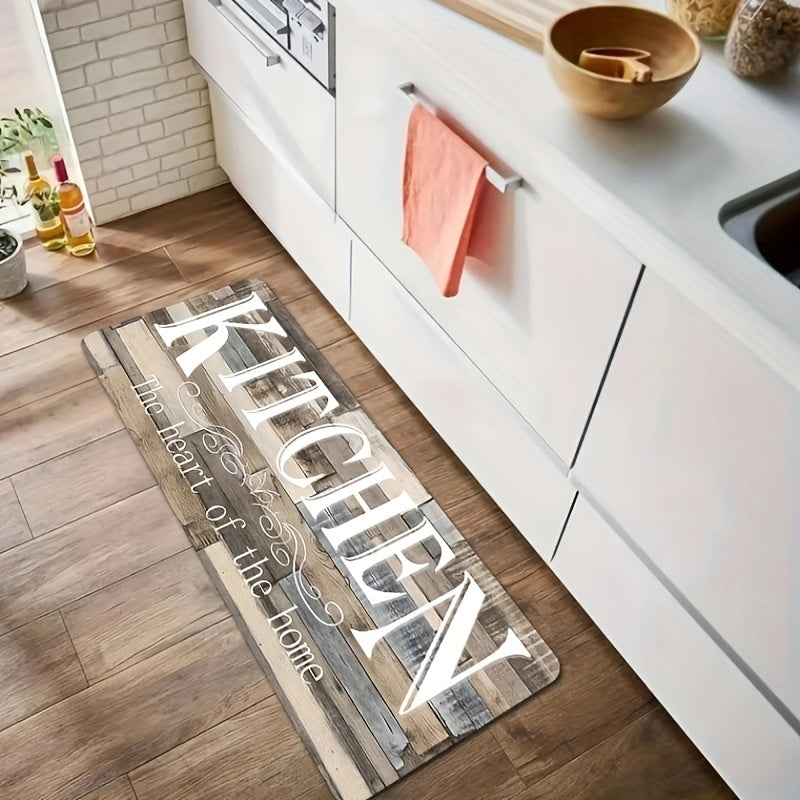 Non-Slip Oil-Proof Kitchen Mat with Monogram Design for Indoor Outdoor Use