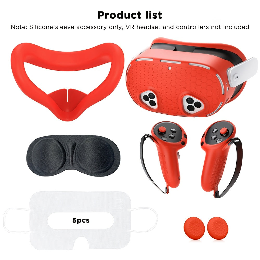 Silicone VR Headset and Controller Cover Set for Meta Quest 3S in Light Beige