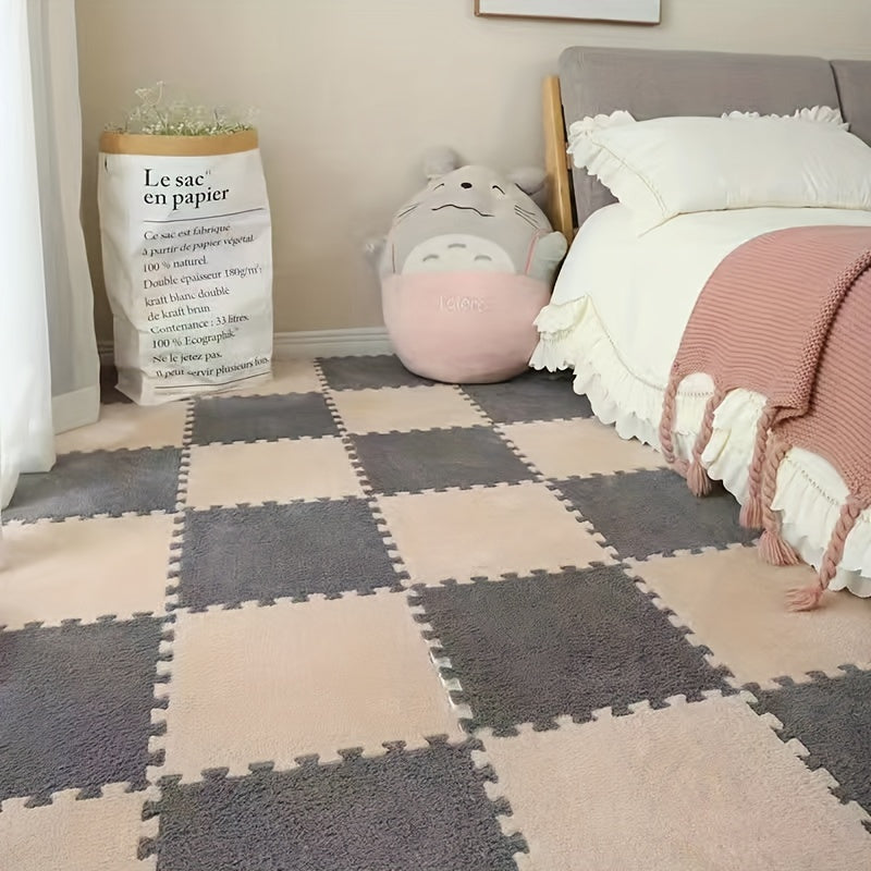Набор из 10 плюшевых ковров-пазлов для спальни и гостиной — уютные, легко чистящиеся и персонализируемые коврики, 29,97x29,97 см — идеально подходят для общежитий и украшения эркеров