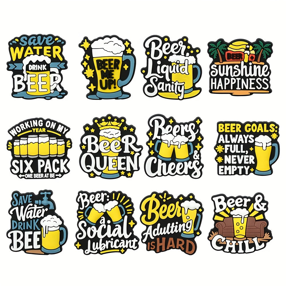 12 Pcs PVC Beer Shoe Charms Wholesale Garden Sandal Shoe Decorations