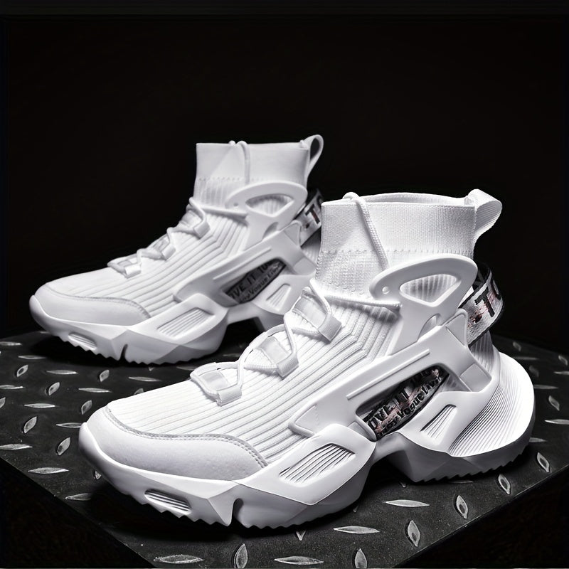 Men's High-Top Casual Sneakers with Thick Breathable Soles and Anti-Slip Design