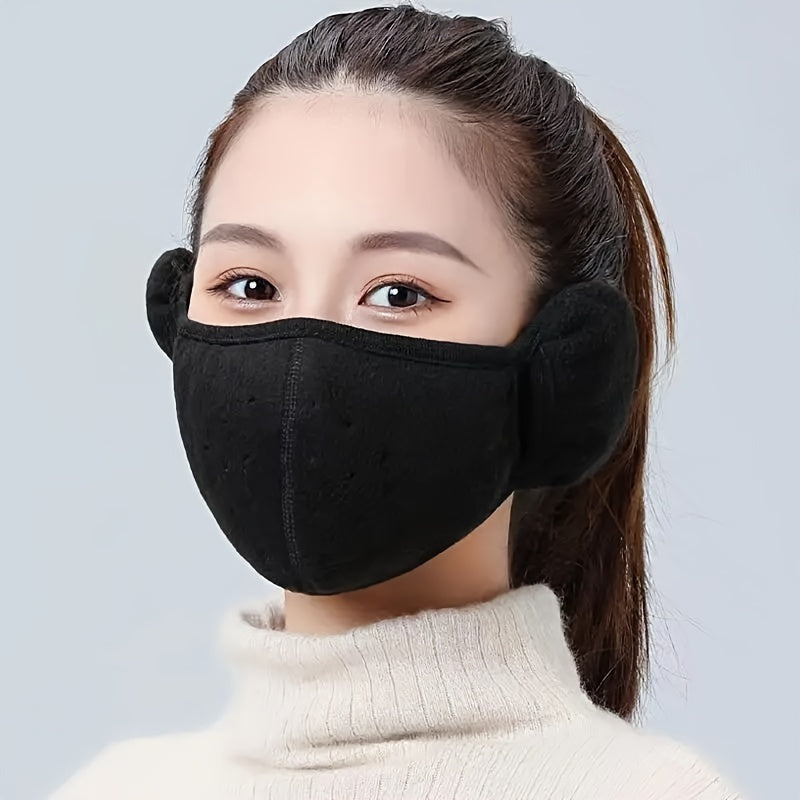 Unisex Winter Thermal Face Mask with Earmuffs Cold-Proof Breathable Cycling Mask