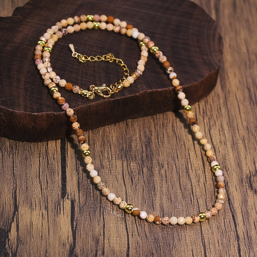 Bohemian Lapis Lazuli Beaded Necklace for Women Natural Stone Jewelry Gift