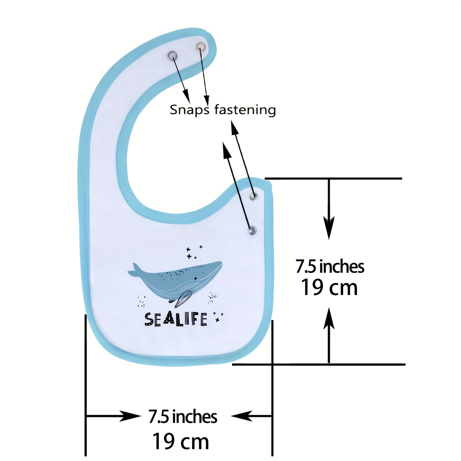 6 ta sevimli multfilm yumshoq ovqatlanish biblari, moslashuvchan tugma yopilishi, suv o'tkazmaydigan