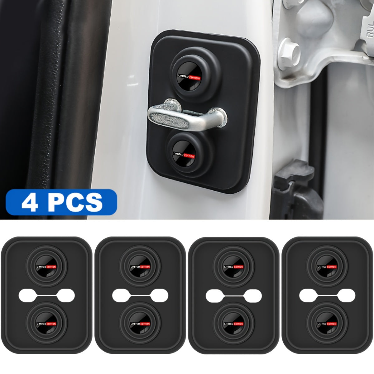 4 piezas de almohadillas de absorción de golpes de silicona para cerraduras de puertas de coche, reducción de ruido