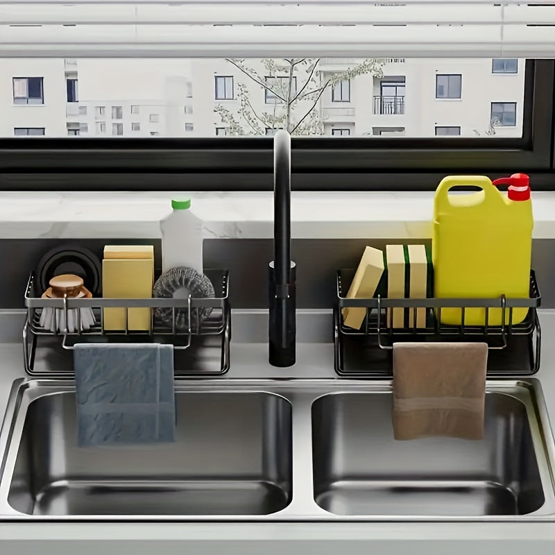 Sink Organizer for Kitchen Sink Caddy with Drainage Slots and Compartments
