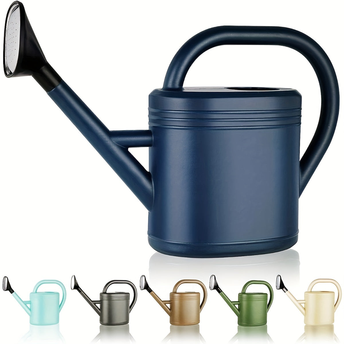 1-Gallon Plastic Watering Can with Long Spout and Detachable Nozzle for Indoor and Outdoor Plants