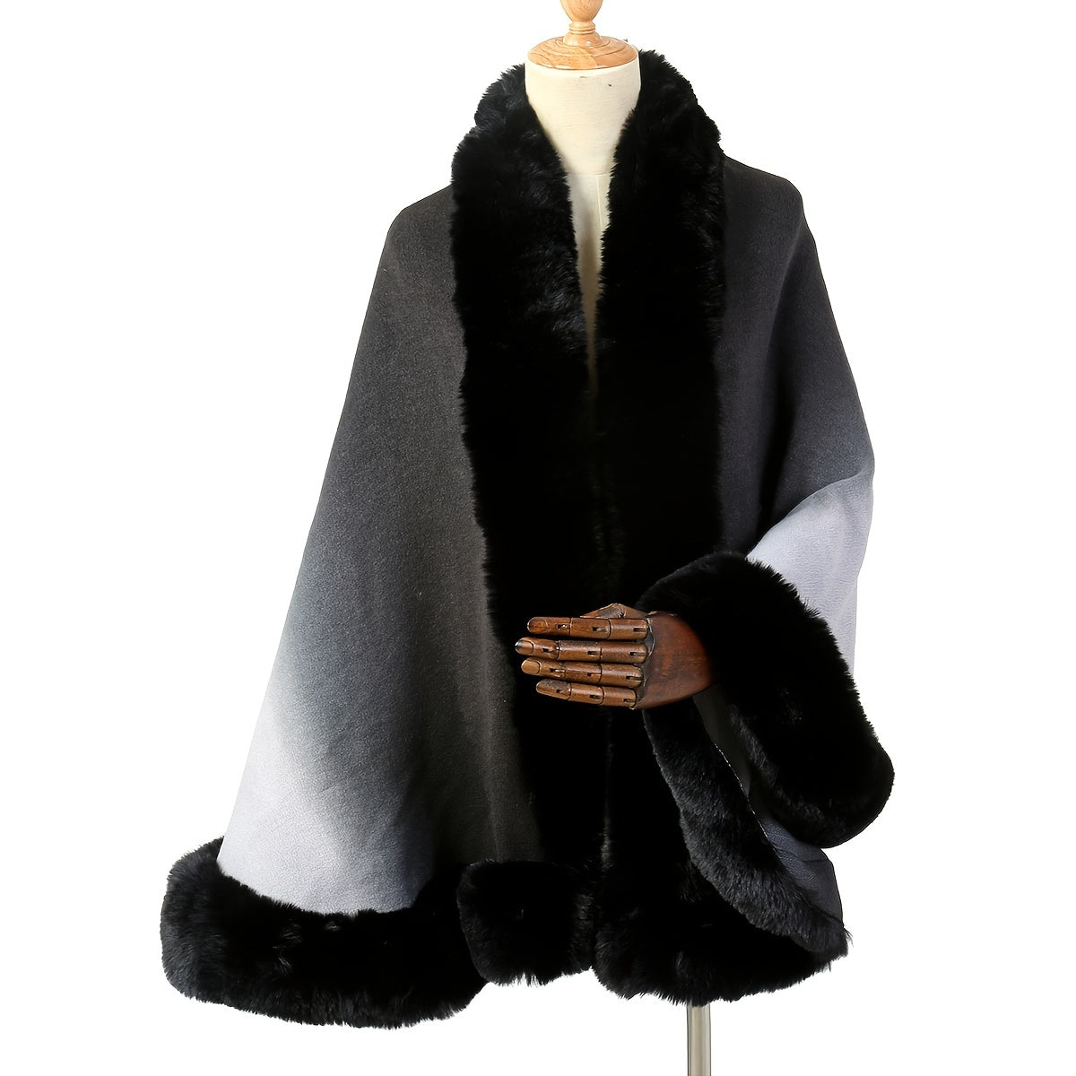 Winter Shawl Wrap Imitation Rabbit Fur Cashmere Lining 65x165cm Warm