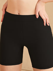 Women's Plus Size Leggings High Waist Solid Black Stretch Knit