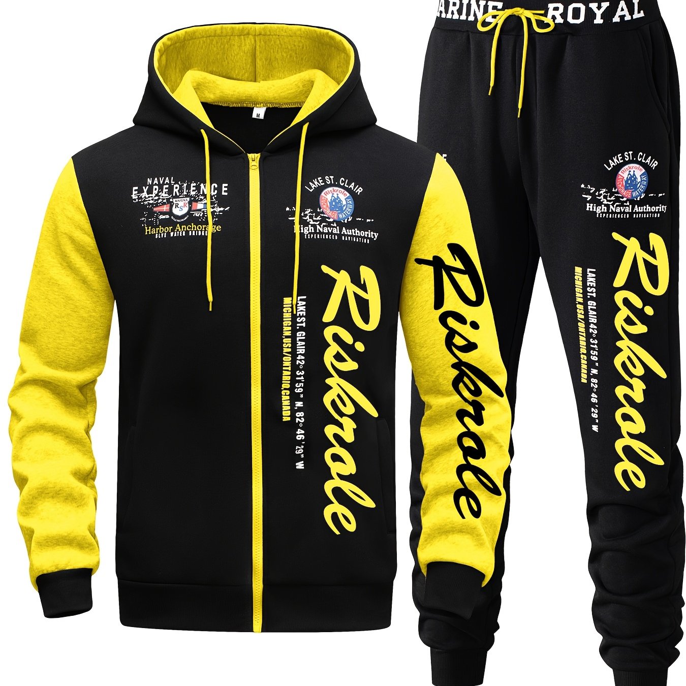 Conjunto casual de sudadera de dos piezas para correr y deportes de poliéster para hombre con estampado de letras