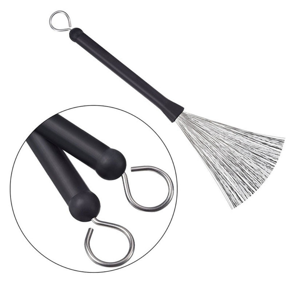 Retractable Drum Brush Set Black for Jazz Drumming Percussion Accessories