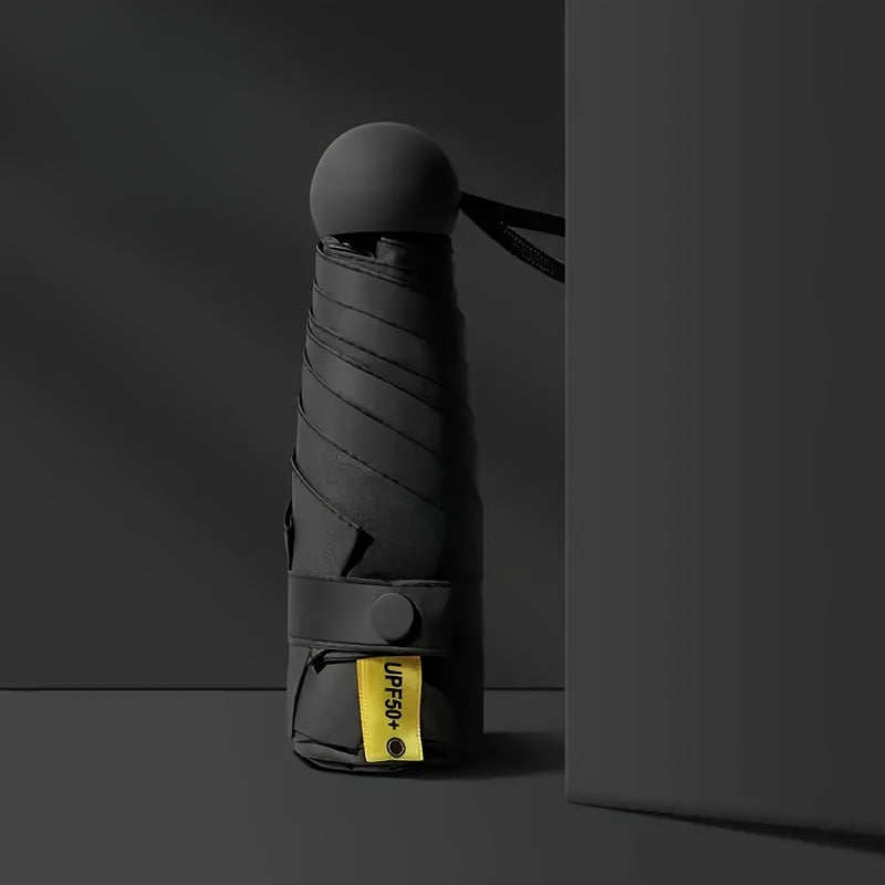 Women's Compact 5-Fold Umbrella Sun-Resistant Fabric 6-Rib Manual Open Plastic Handle