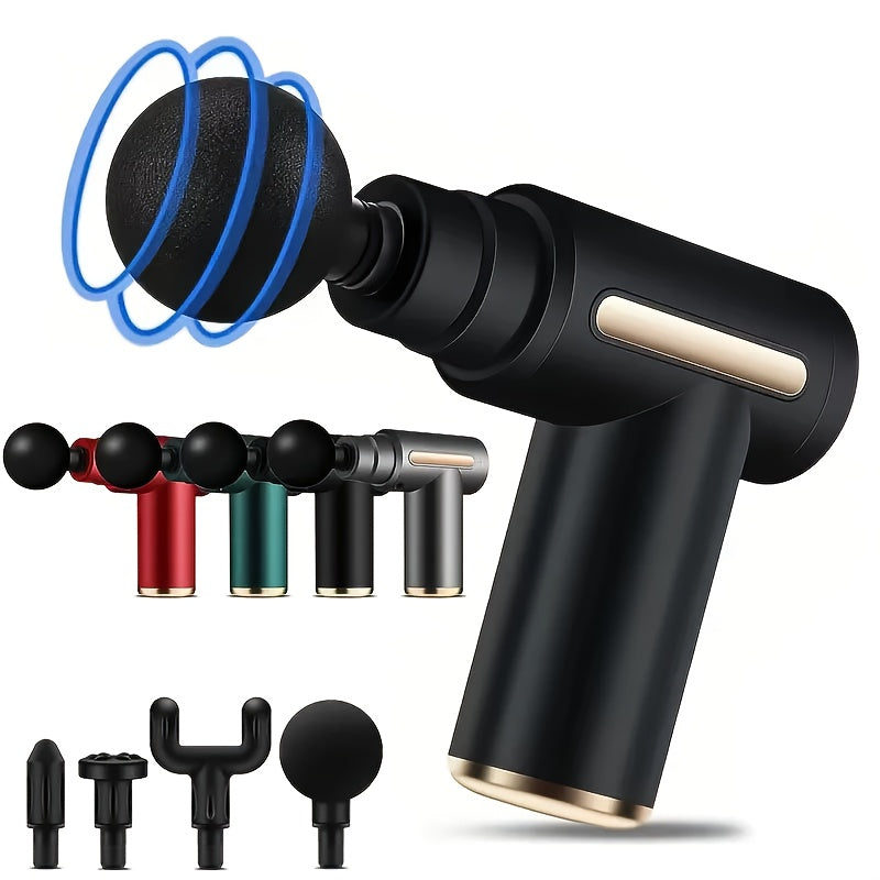 4 ta massaj boshli mini massaj quroli, 6 ta rejim, USB orqali zaryadlash, turli ranglar - Otalar kuni va Sevgi kuni uchun mukammal sovg'a.