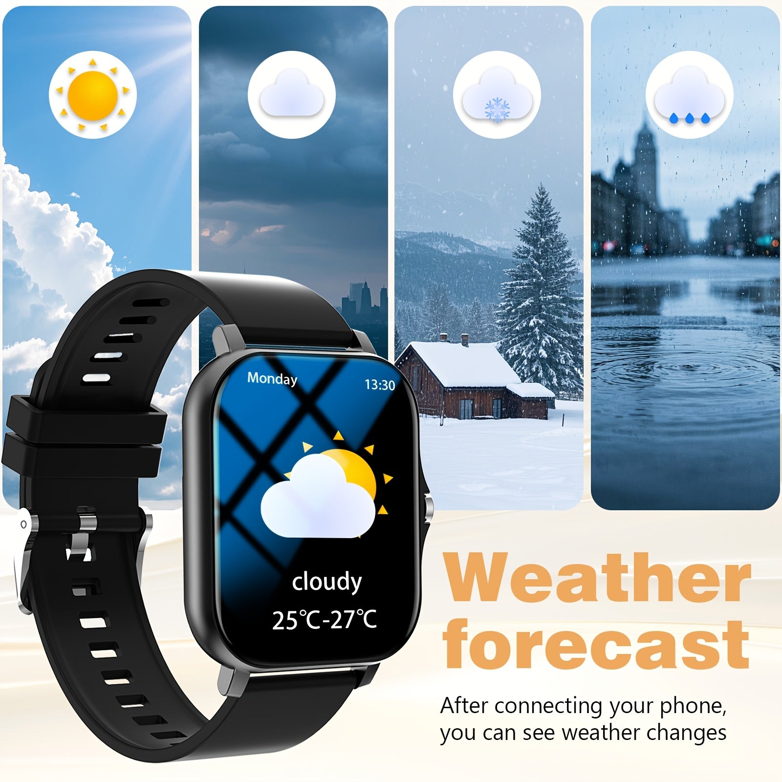 Smartwatch for Men and Women Zinc Alloy Wireless Calls Fitness Monitoring USB Rechargeable