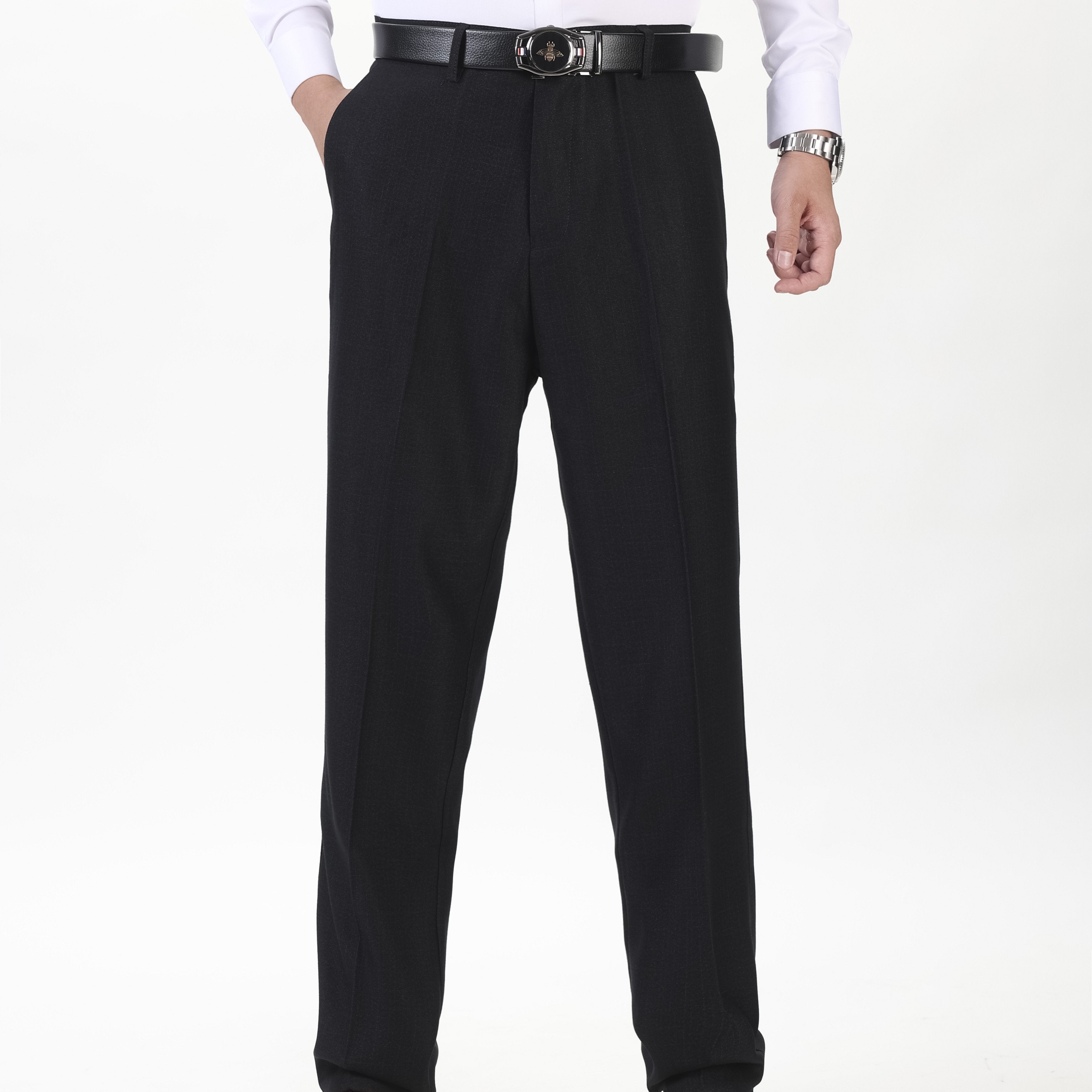 Plus Size Men's Slim Fit Dress Pants Solid Color Polyester Blend Straight Leg Business Casual 0XL-5XL