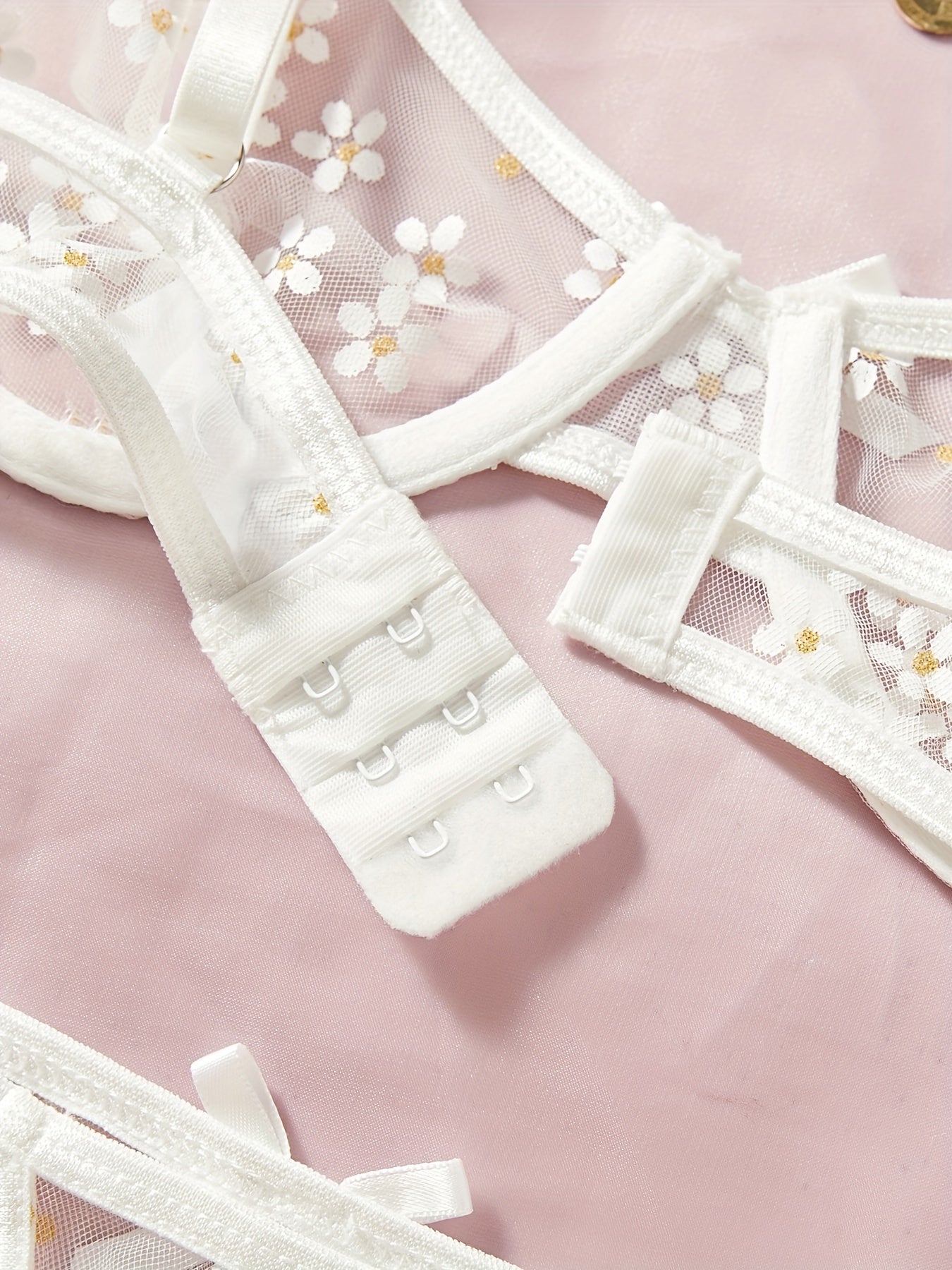 Women's Floral Lingerie Set with Thin Straps, Matching Bra and Panty