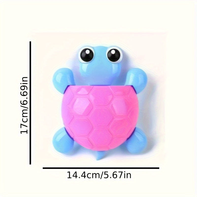 Turtle Design Suction Cup Bathroom Storage Rack with Toothbrush Holder