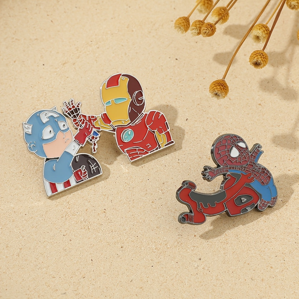 Cartoon Character Enamel Pins Deadpool and Iron Man Metal Badges for Clothing and Backpacks
