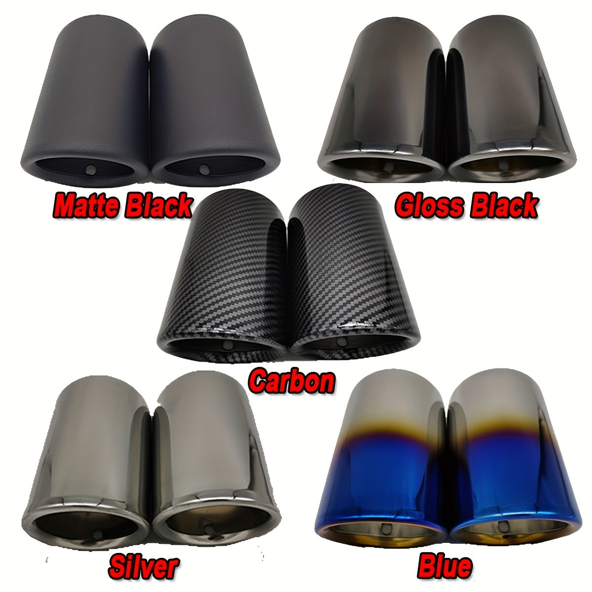 Stainless Steel Car Exhaust Pipe 2 Pcs 7cm Fit for Sedan SUV Replacement