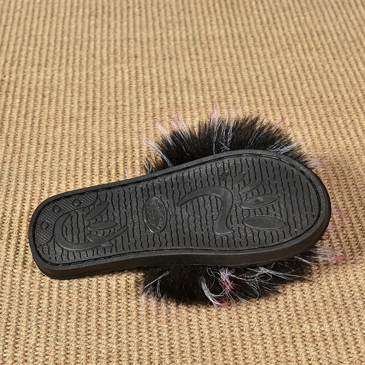 Women's Faux Fur Slippers Open Toe Indoor Comfortable Slip Ons