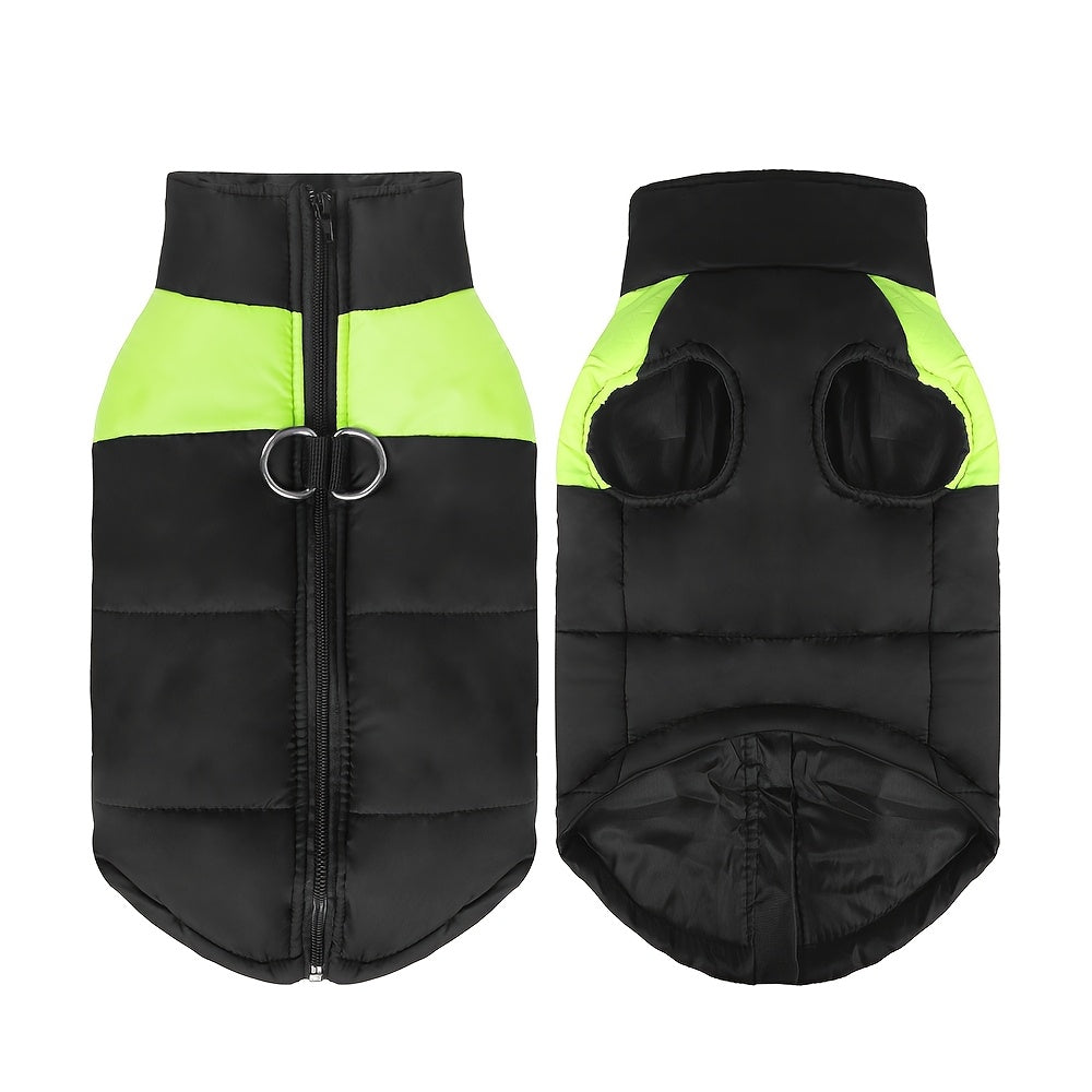 Waterproof Winter Dog Jacket with Zipper and Leash Loop for Small to Large Breeds