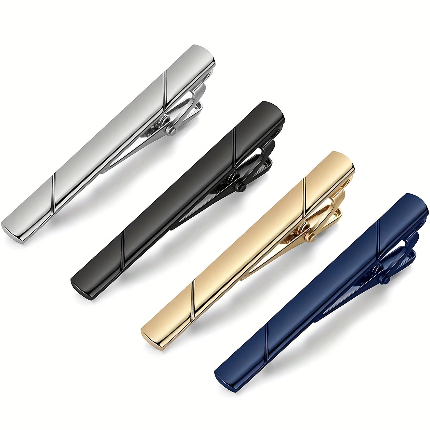 Set of 4 Men's Copper Geometric Tie Clips for Business and Formal Wear