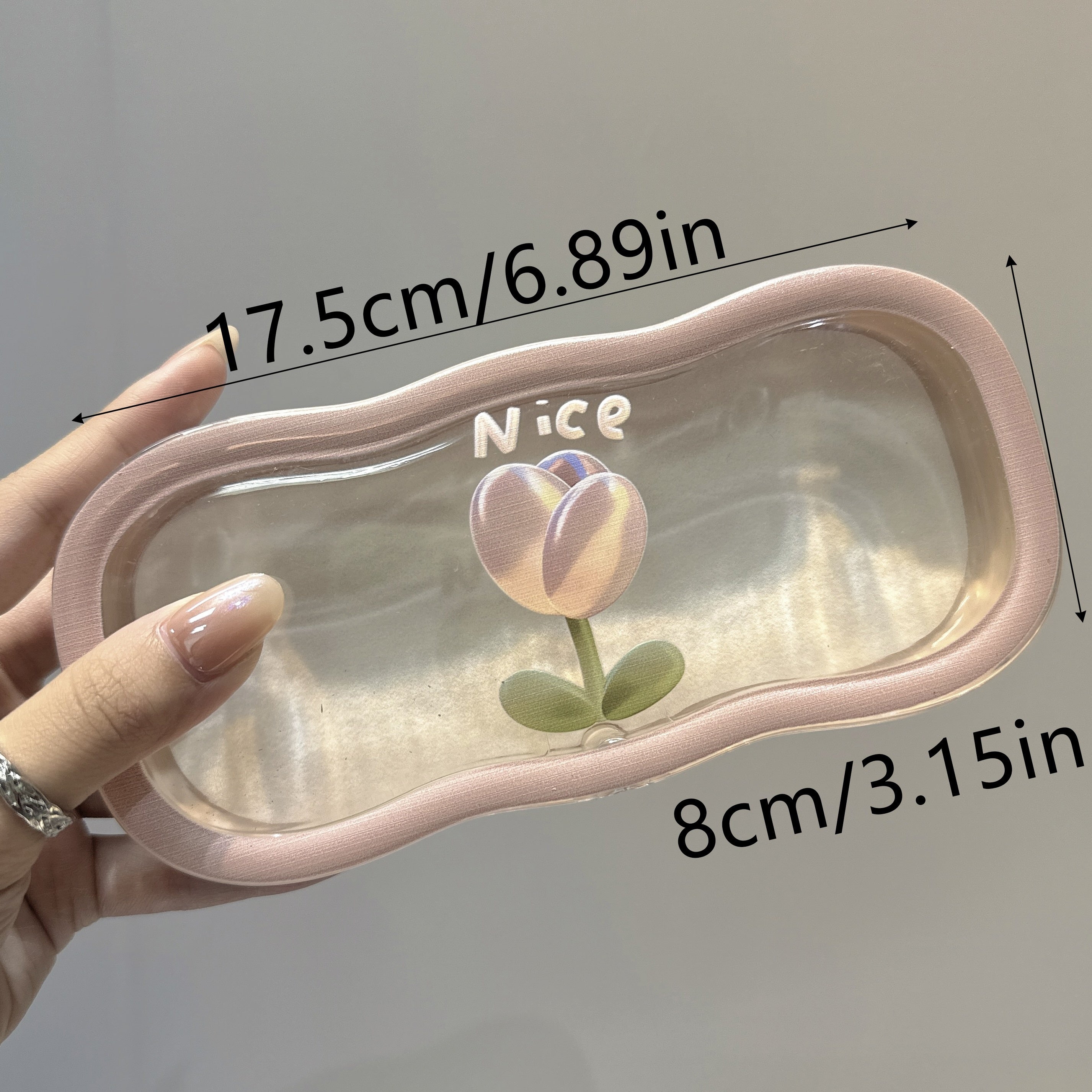 Clear Tulip Pattern Glasses Case Tough Plastic Eyewear Storage