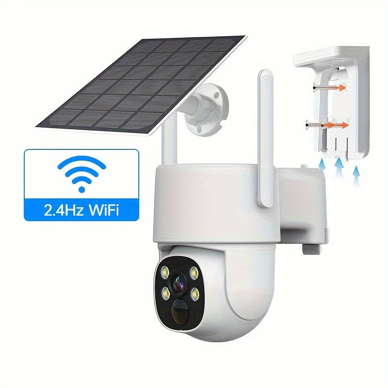 Ulanmagan quyosh energiyali xavfsizlik kamerası 1440p 360° ko‘rish kechqurun ko‘rish harakatni aniqlash PTZ suv o'tkazmaydigan