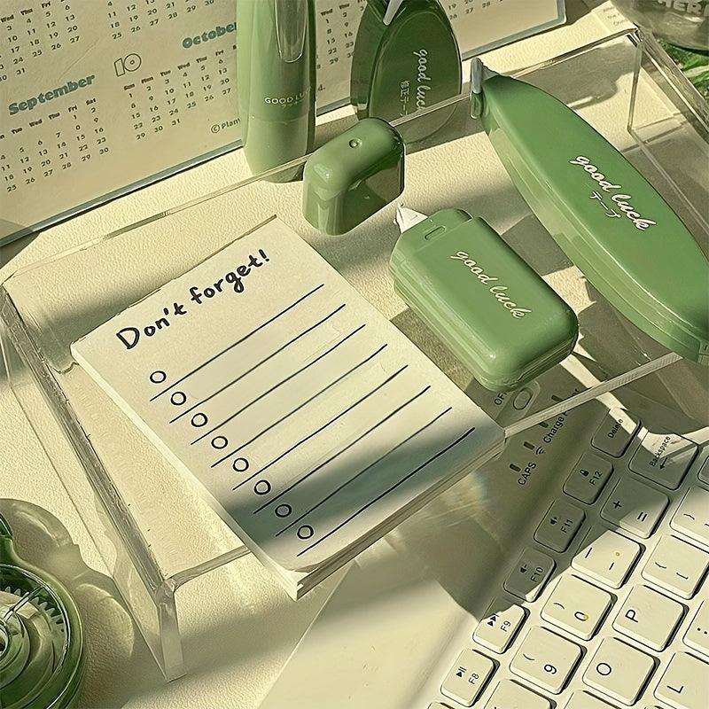 Juego de 5 cintas correctoras de degradado verde lima de gran capacidad, dispensador duradero de PP para escuela y oficina
