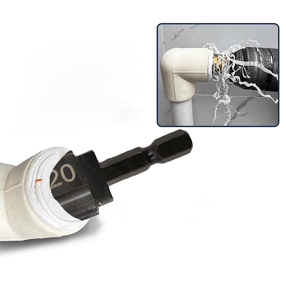 3-Piece PPR Lifting Stepped Drill Bit Set with Hex Shank for Water Pipes 20/25/32mm Black Metal