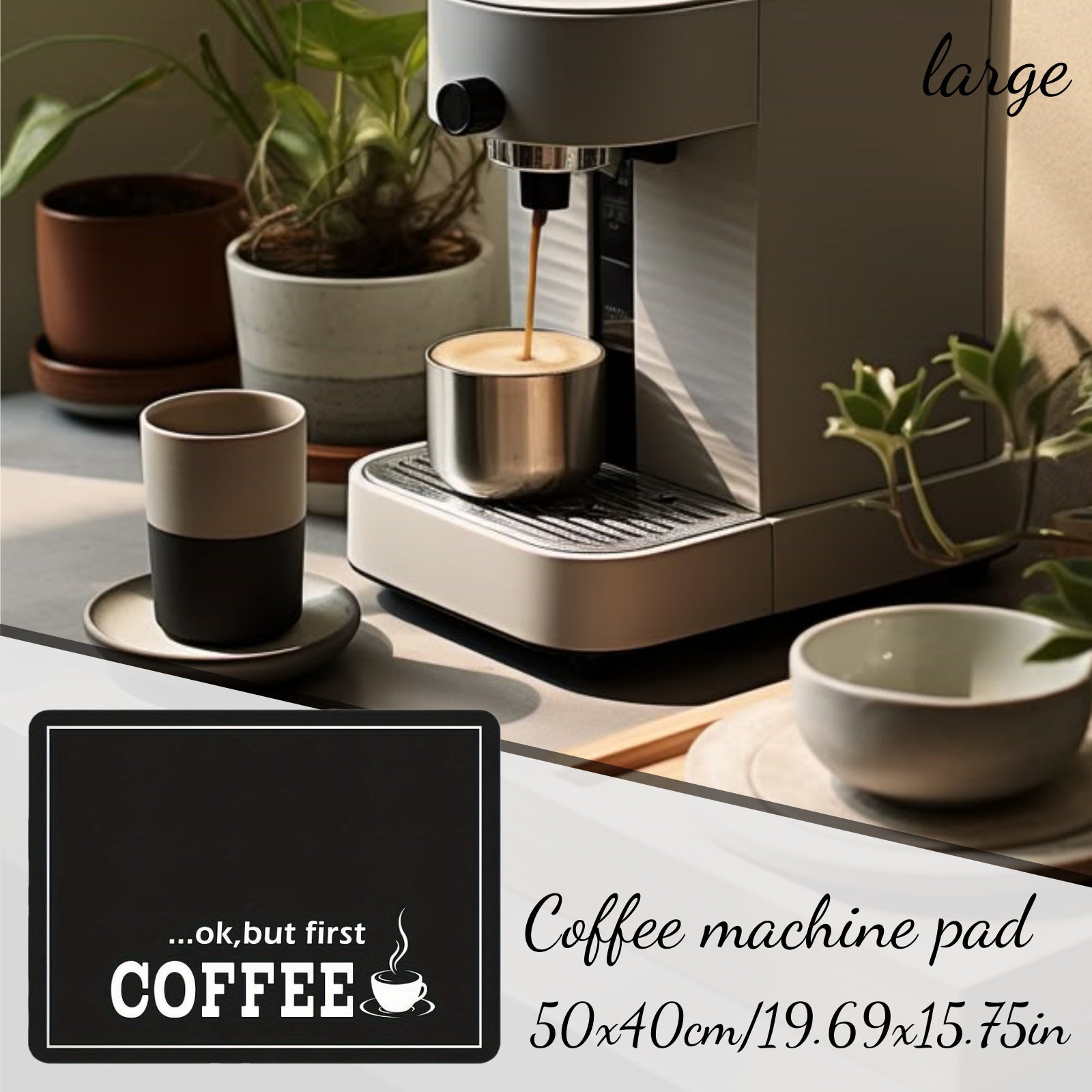 1 dona Qahva Mashinasi Mat, diatom loyidan tayyorlangan, suvni singdiruvchi, sirpanmaydigan, yog'ga chidamli va ifloslanishga qarshi oshxona ish stoliga mos keladi.