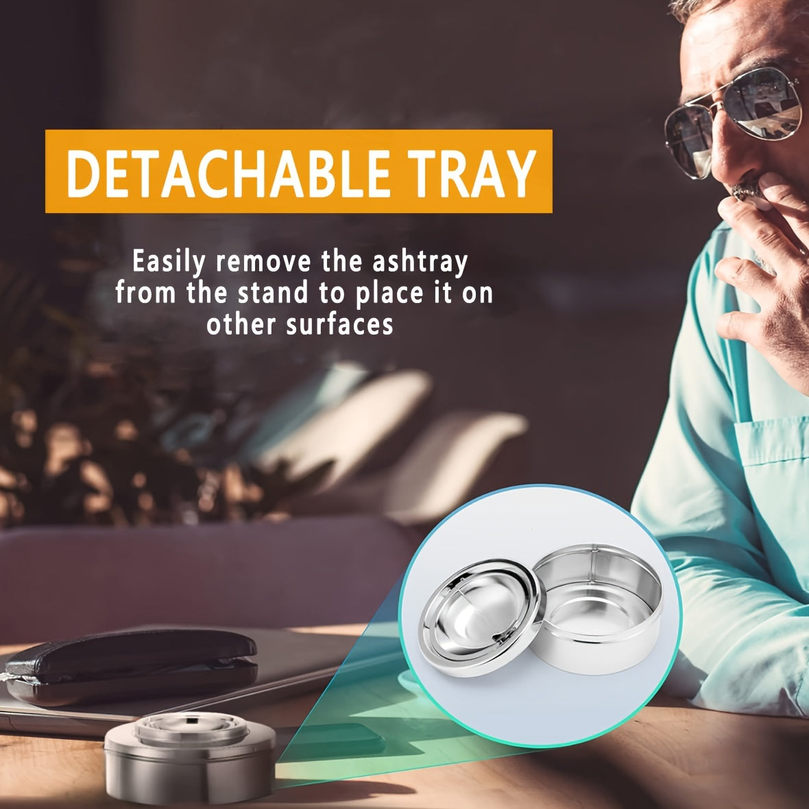 Floor Standing Ashtray with Lid Modern Windproof Black White Red Chrome