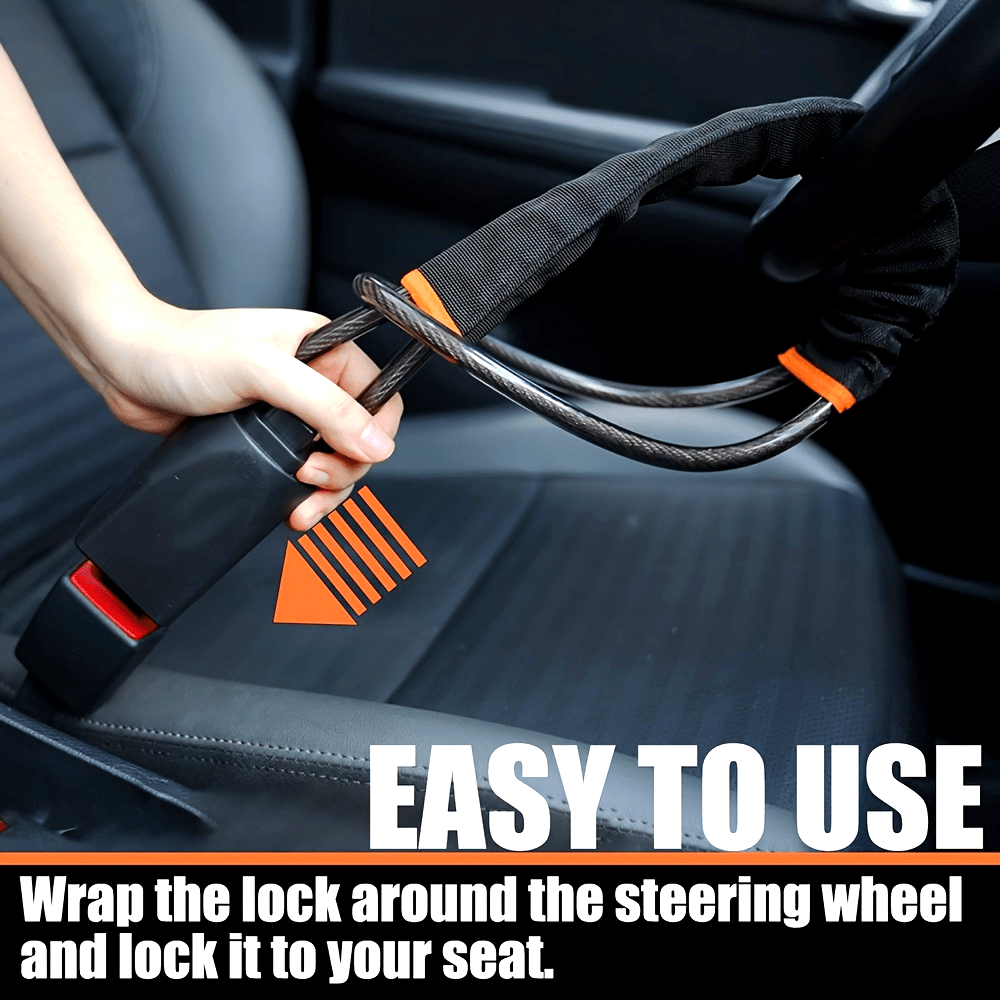 Universal Steel Steering Wheel Lock Anti-Theft Device for Most Vehicles