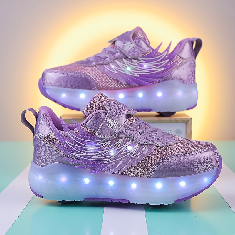 Kids LED Light-Up Roller Skates for Boys and Girls USB Rechargeable Breathable Durable Indoor Outdoor All-Season