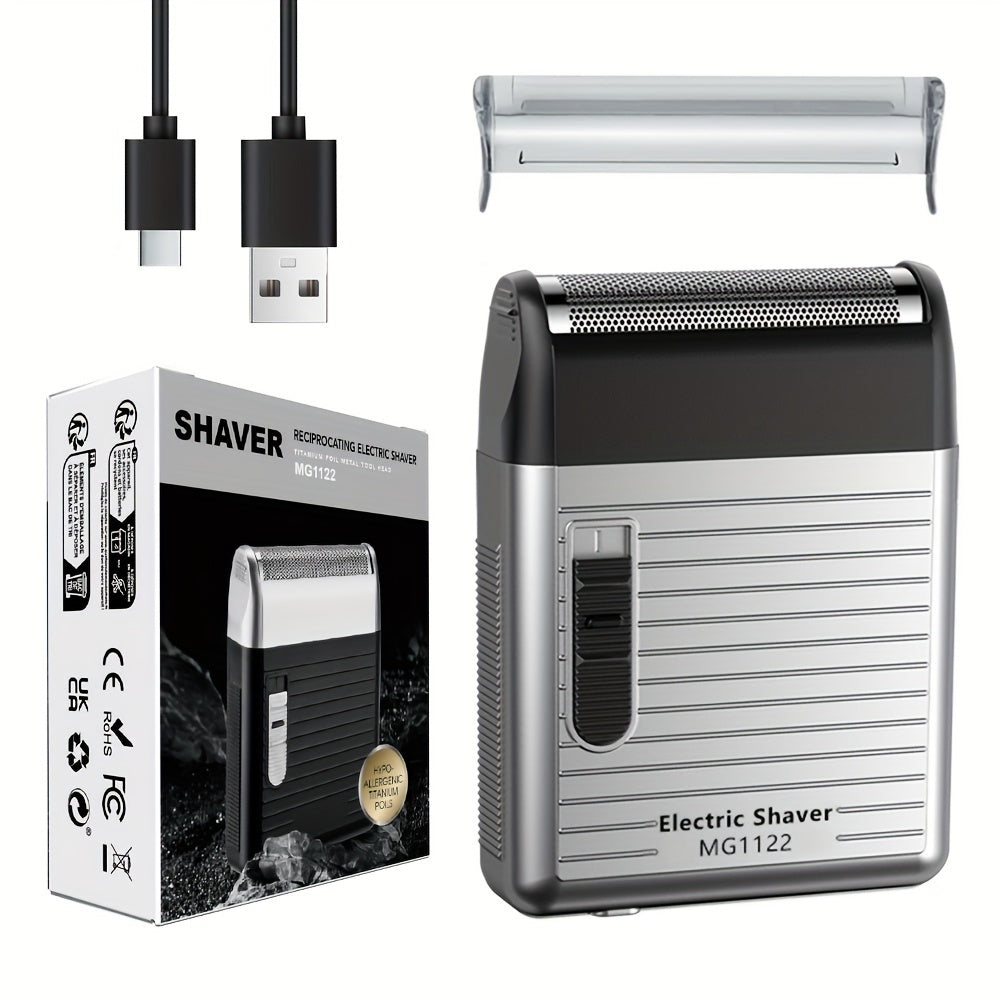 Men's Rechargeable Electric Shaver for Travel and Car Use Stainless Steel Foil Razor