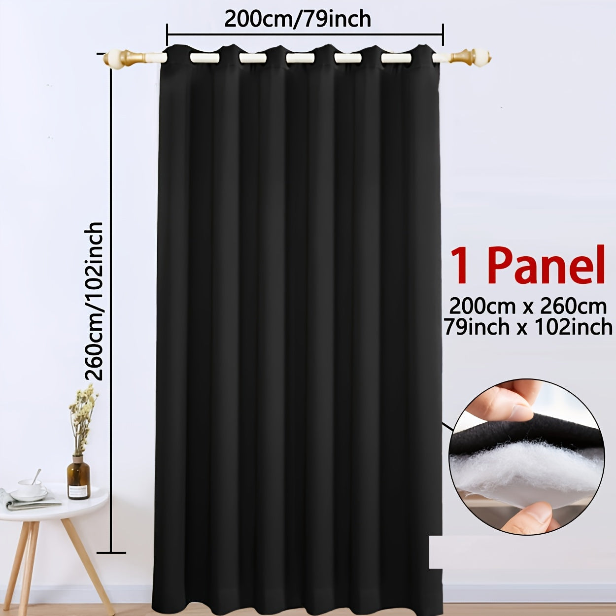 Qorong'i Grommet Qopqog'i 100% Polyester Termal Izolyatsiya uchun Yotoqxona va Mehmonxona