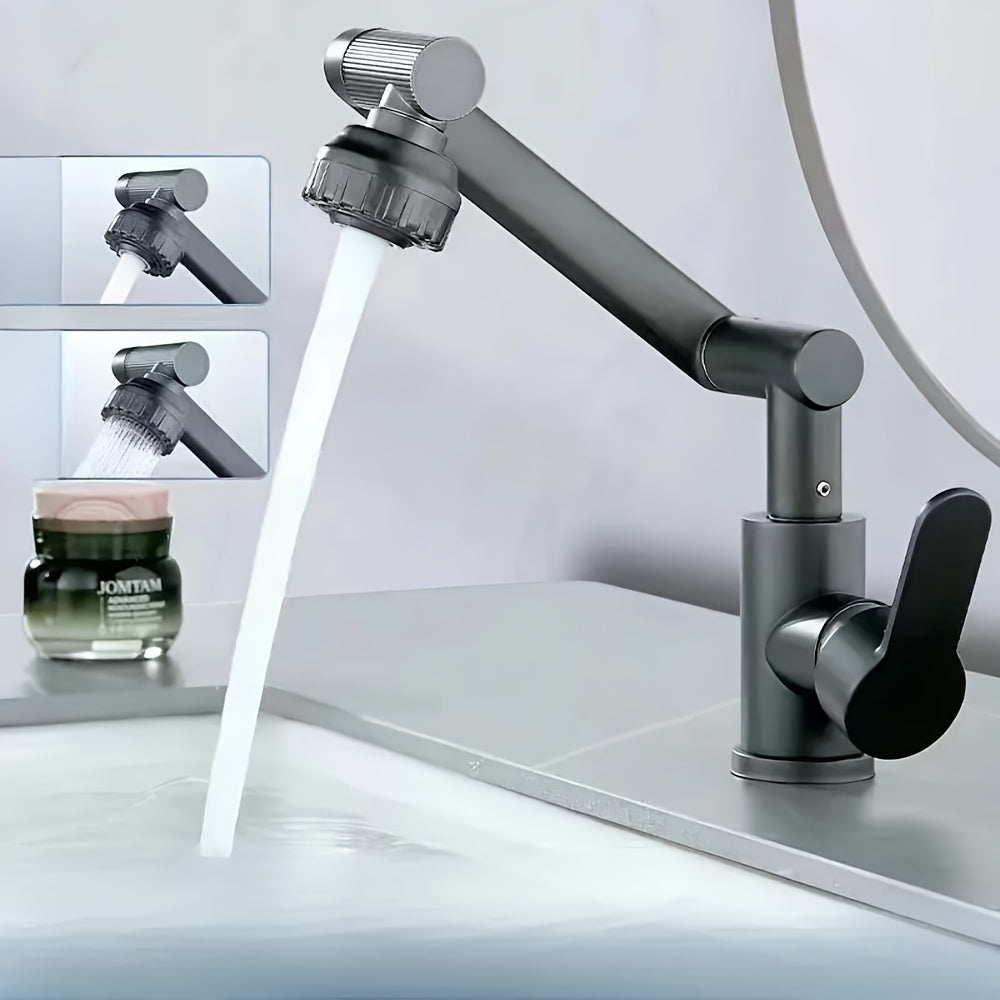 Black Lucky Cat Robotic Arm Faucet Set with Adjustable Temperature and 360 Degree Rotation