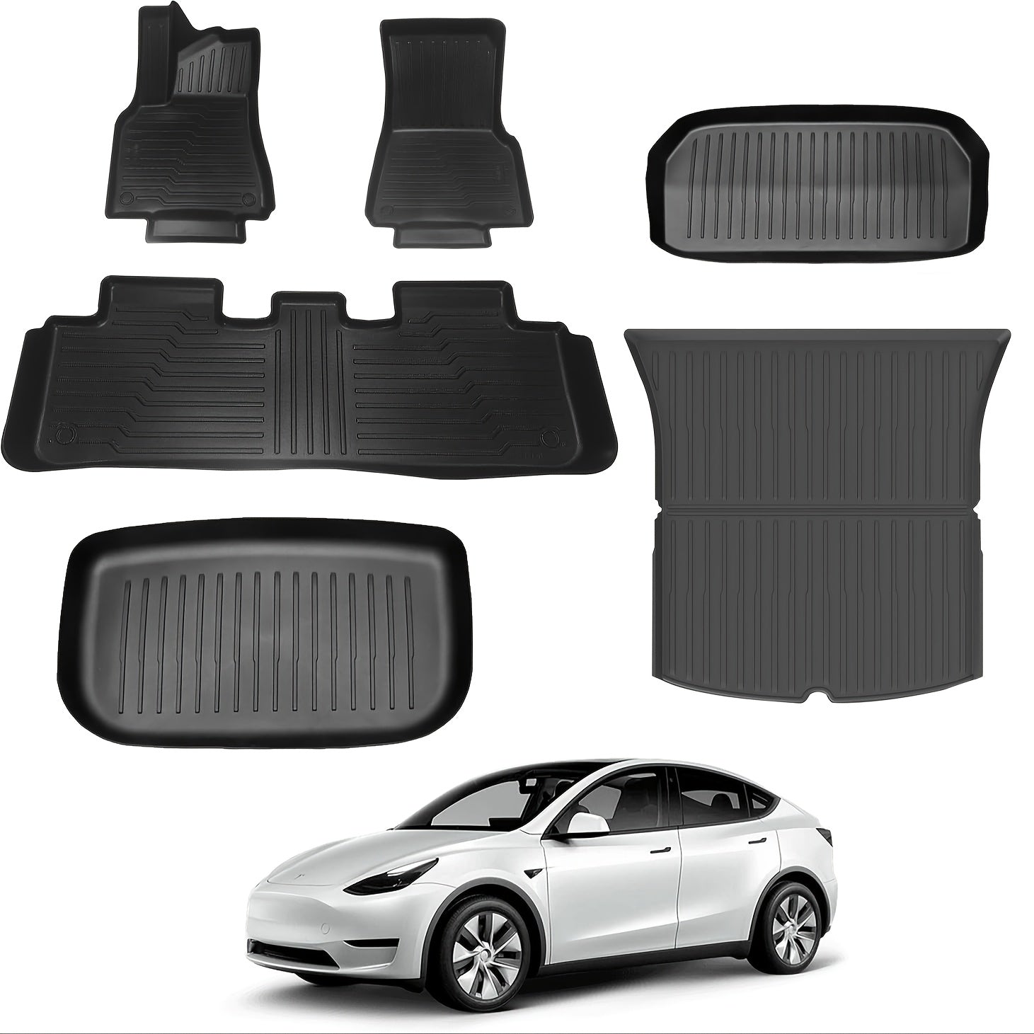 Car Floor Mats for Tesla Model Y 2019-2024 Waterproof Non-Slip TPE 6pcs Set