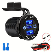 Dual USB Fast Charging Socket PD Type C QC3.0 Car Charger 12V 24V