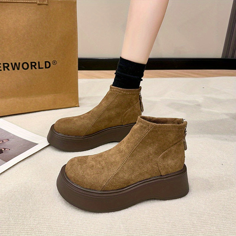 Women's Winter Boots Leather Wide Width Nonslip Zipper Fashion