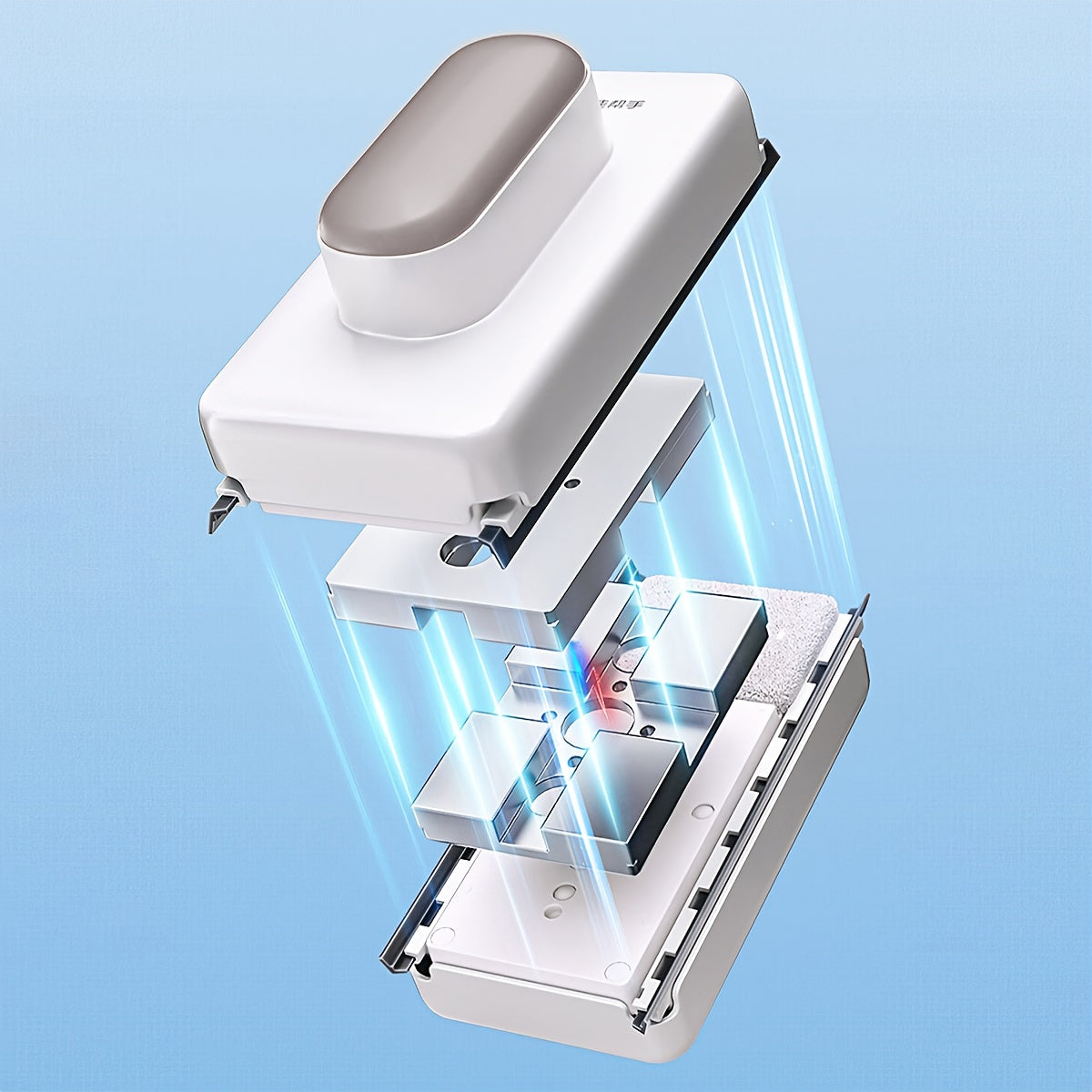 Magnetic Double-Sided Window Cleaner with Safety Accessory for All Glass Surfaces