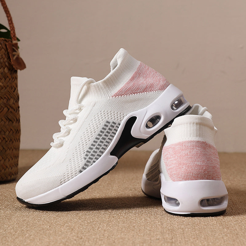 Women Breathable Knit Sock Sneakers Lightweight Casual Walking Shoes Pink White