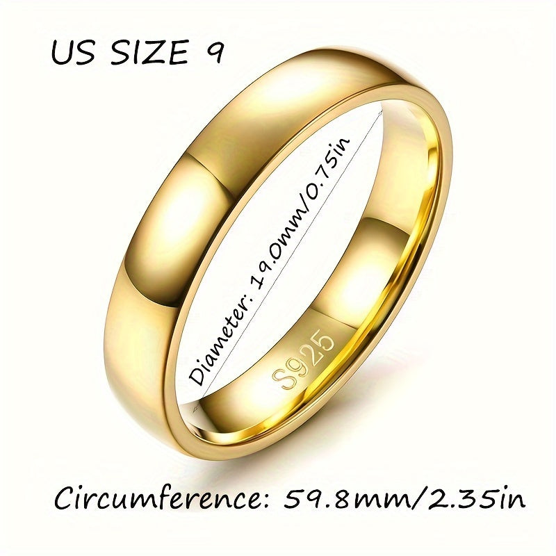 Sterling Silver Gold Ring for Women and Men 4mm Stackable Wedding Knuckle